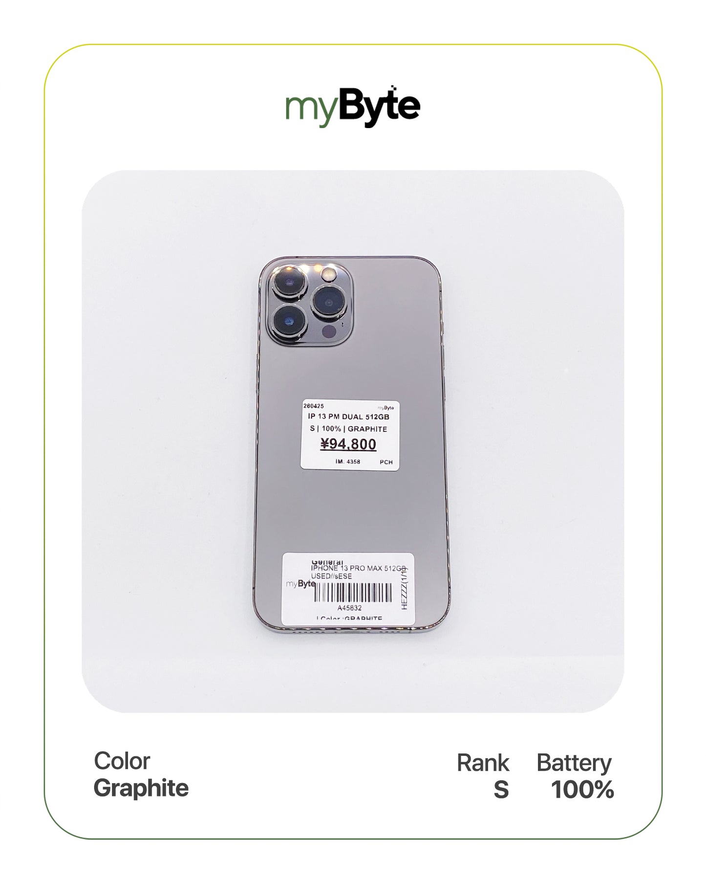 iPhone 13 Pro Max 5G 512GB Silent Camera (Dual SIM) myByte International