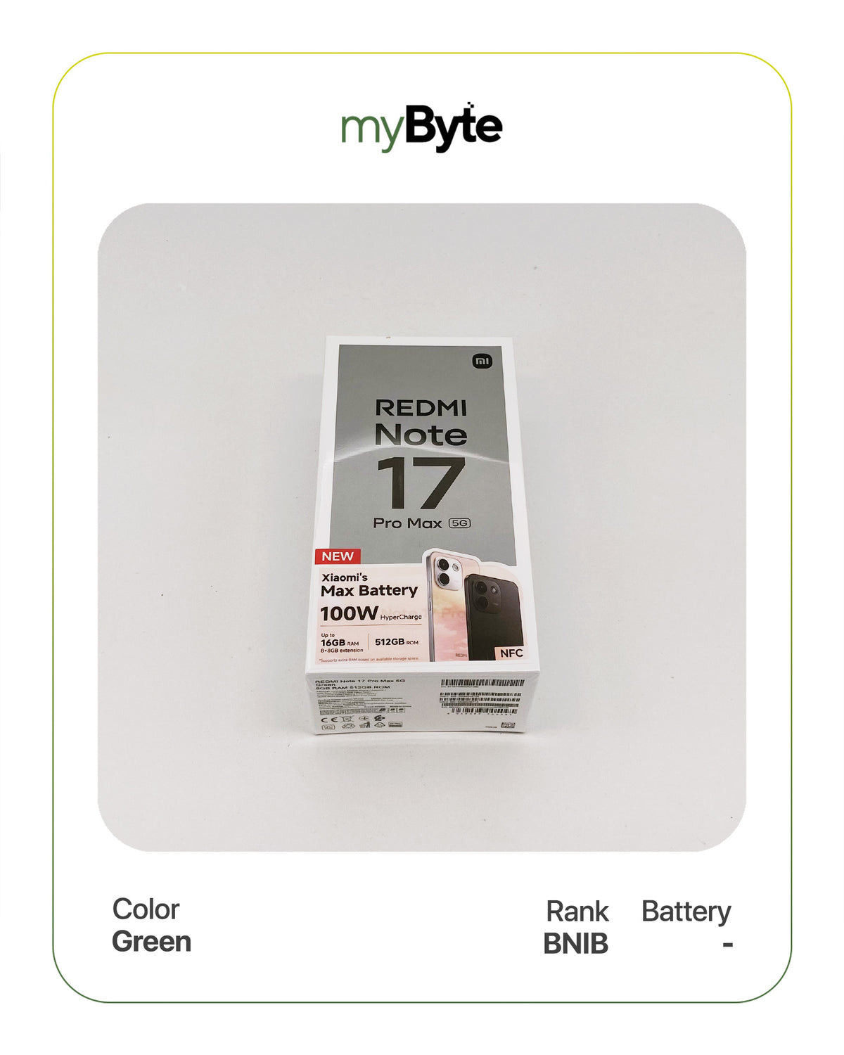 Redmi Note 17 Pro Max 5G 512GB (SIM Free) Green SIM Free myByte International
