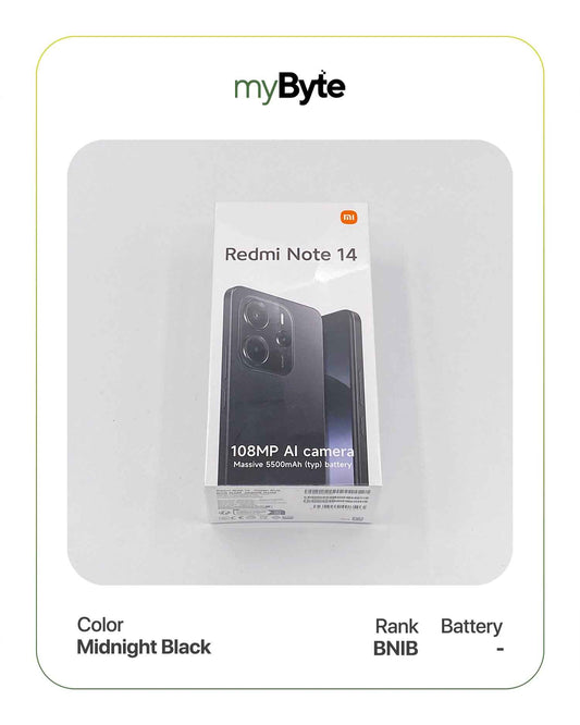 Redmi Note 14 128GB Silent Camera (Dual SIM) Midnight Black SIM Free myByte International