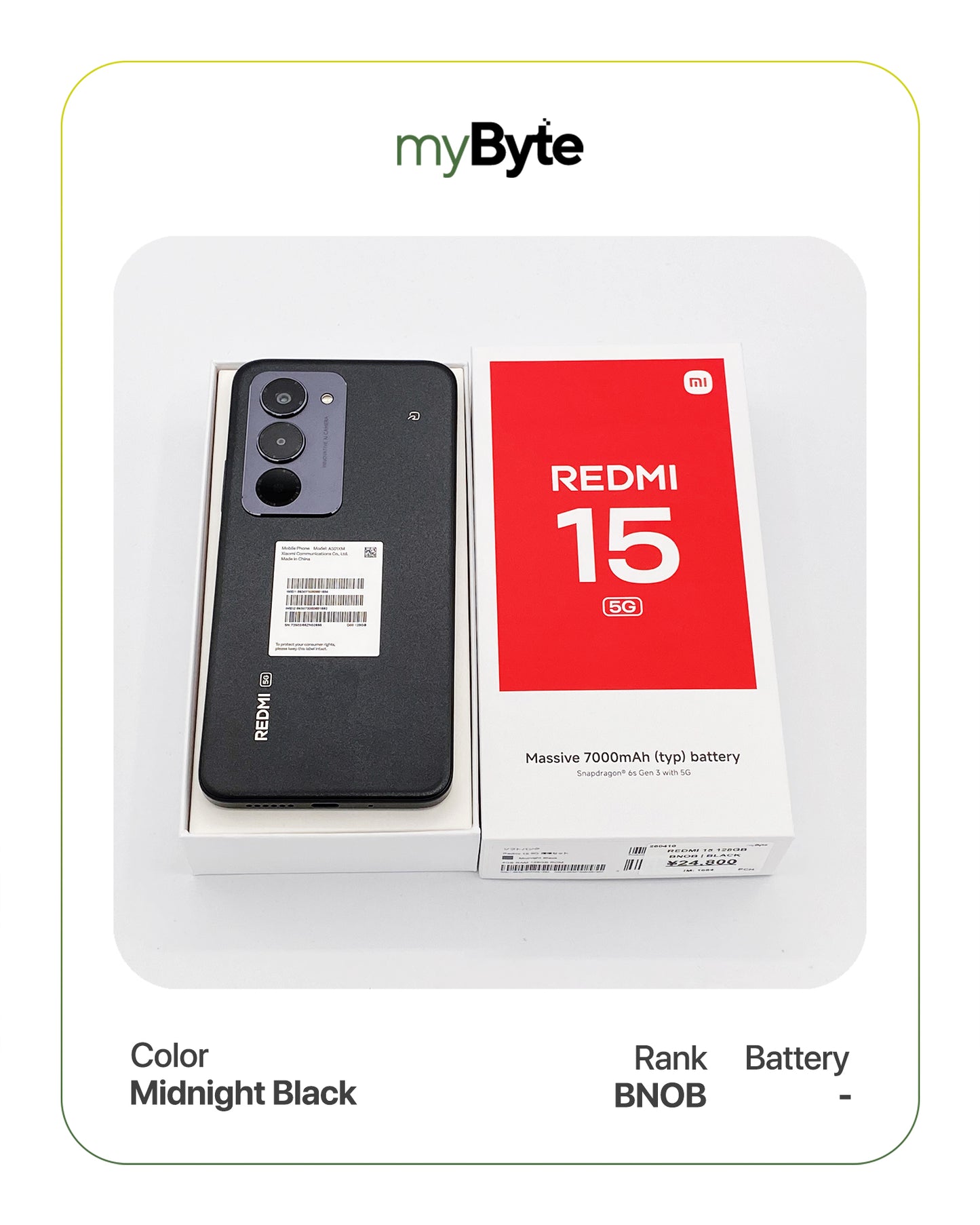 Redmi 15 5G 128GB (SIM Free) Midnight Black SIM Free myByte International