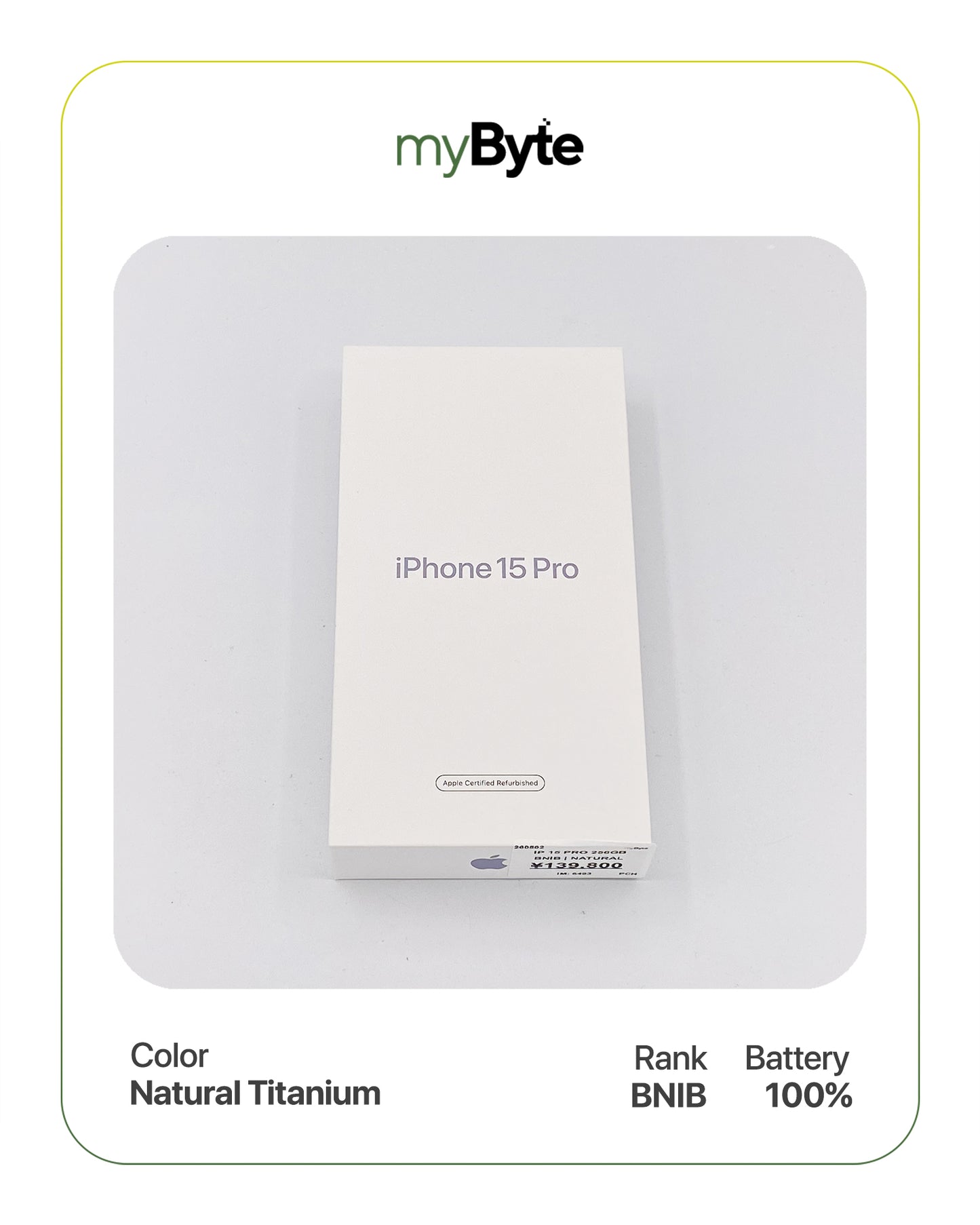 iPhone 15 Pro 5G 256GB (Sim Free) Natural Titanium SIM Free myByte International