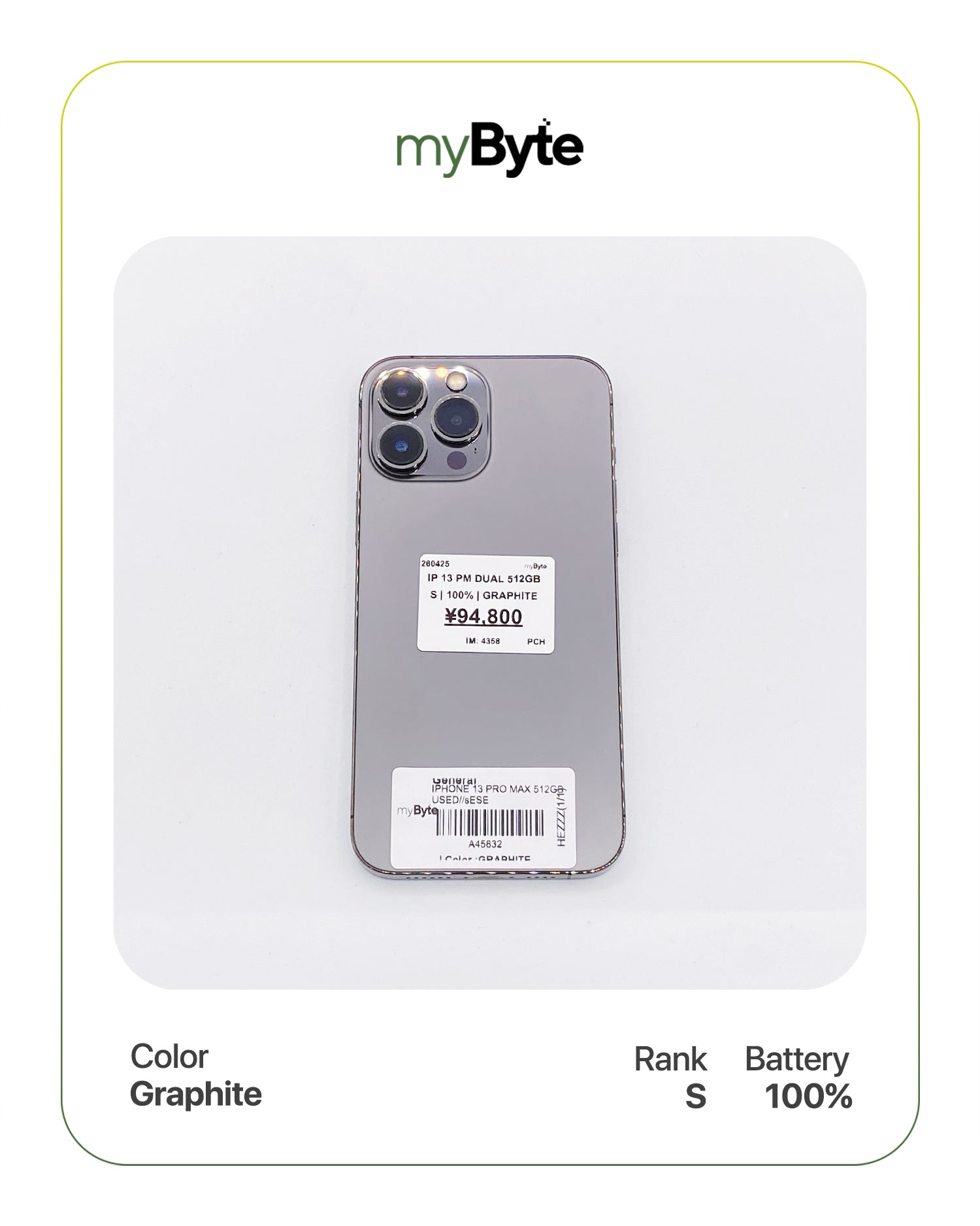 iPhone 13 Pro Max 5G 512GB Silent Camera (Dual SIM) myByte International