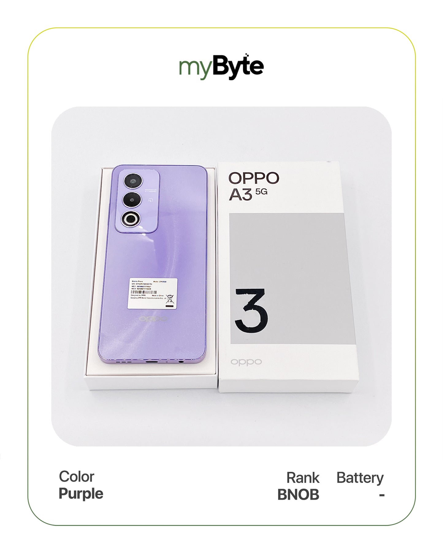 OPPO A3 5G 128GB (Sim Free) Purple SIM Free myByte International