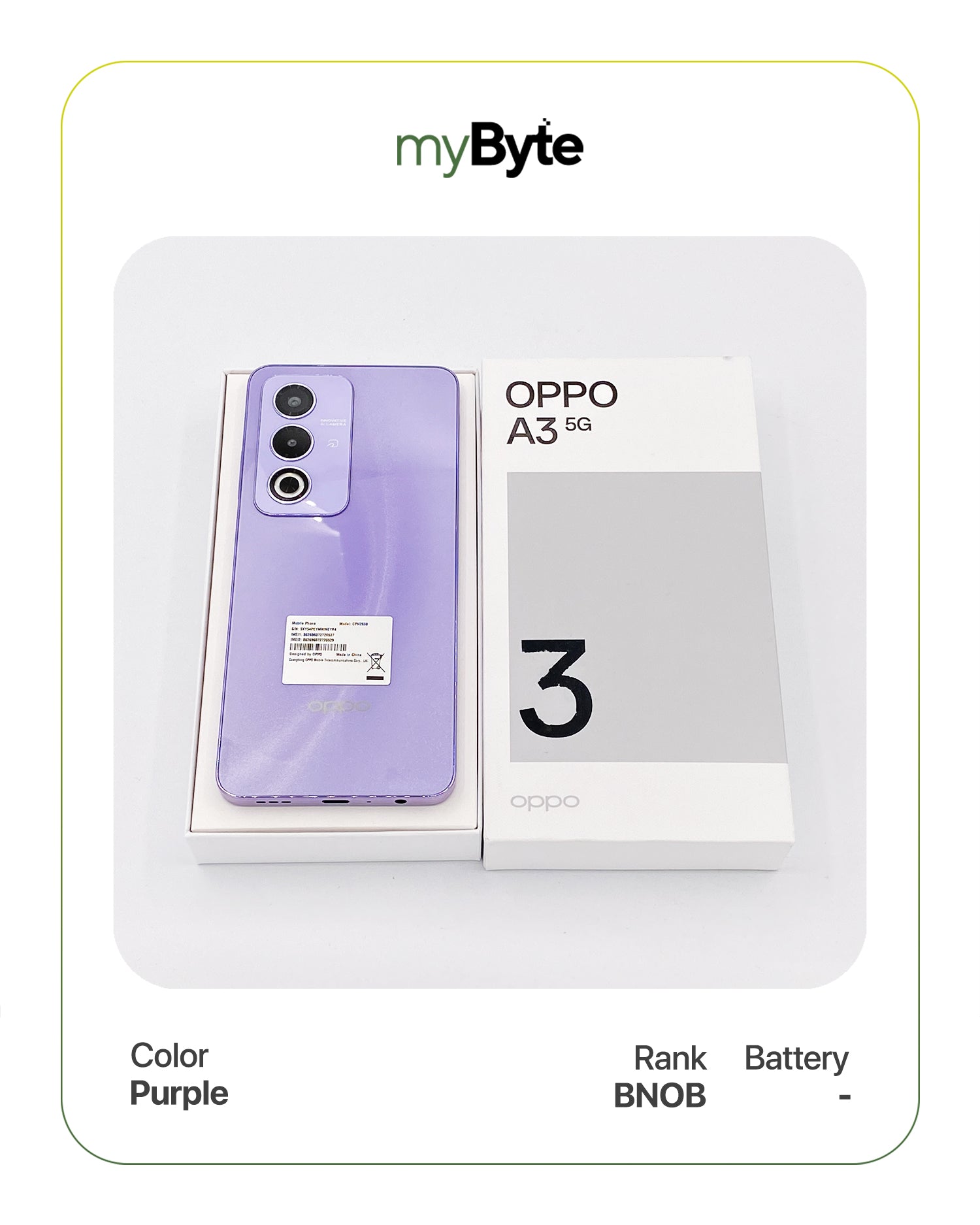 OPPO A3 5G 128GB (Sim Free) Purple SIM Free myByte International