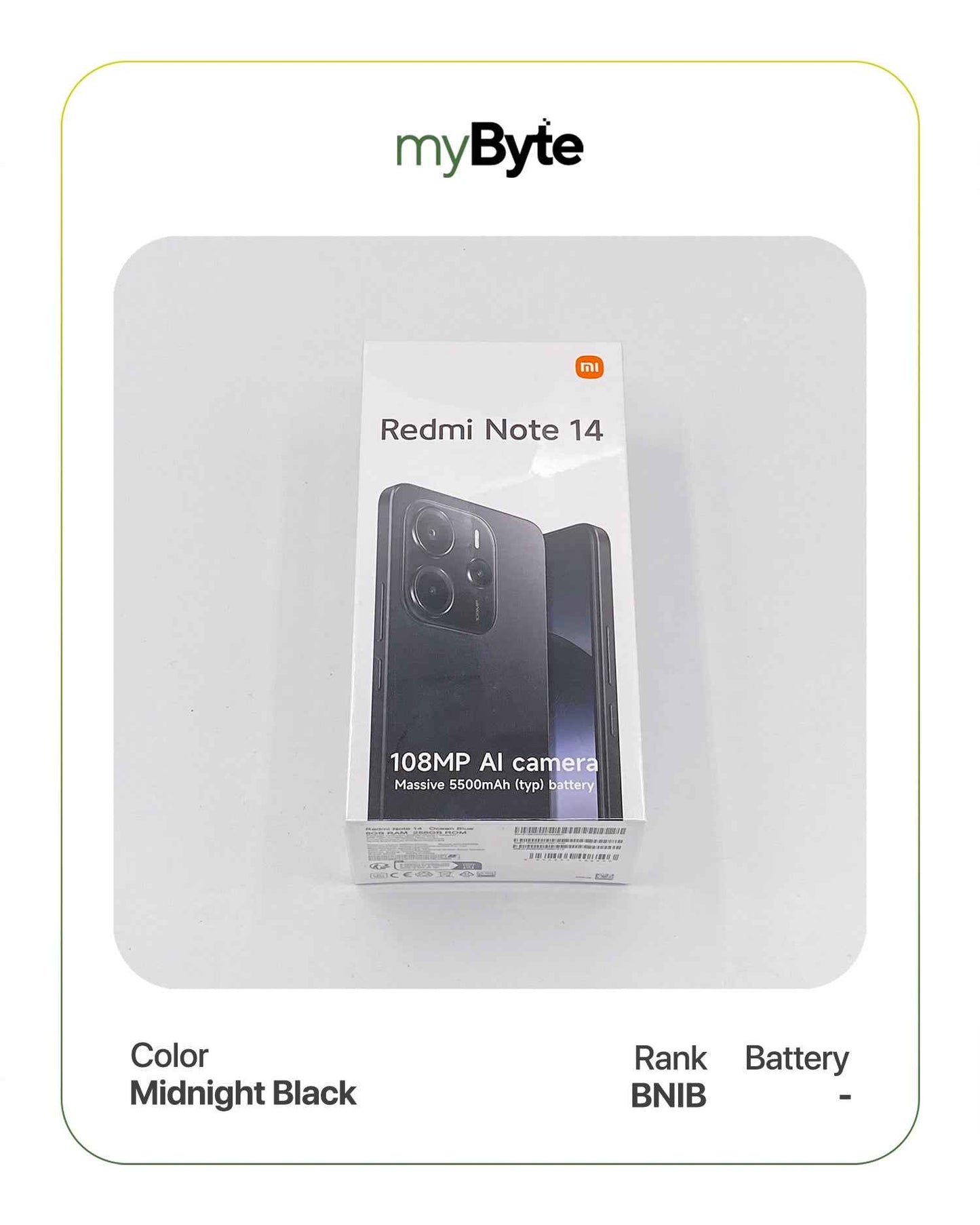 Redmi Note 14 128GB Silent Camera (Dual SIM) Midnight Black SIM Free myByte International