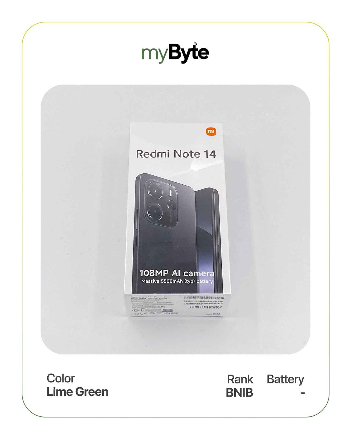 Redmi Note 14 128GB Silent Camera (Dual SIM) Lime Green SIM Free myByte International