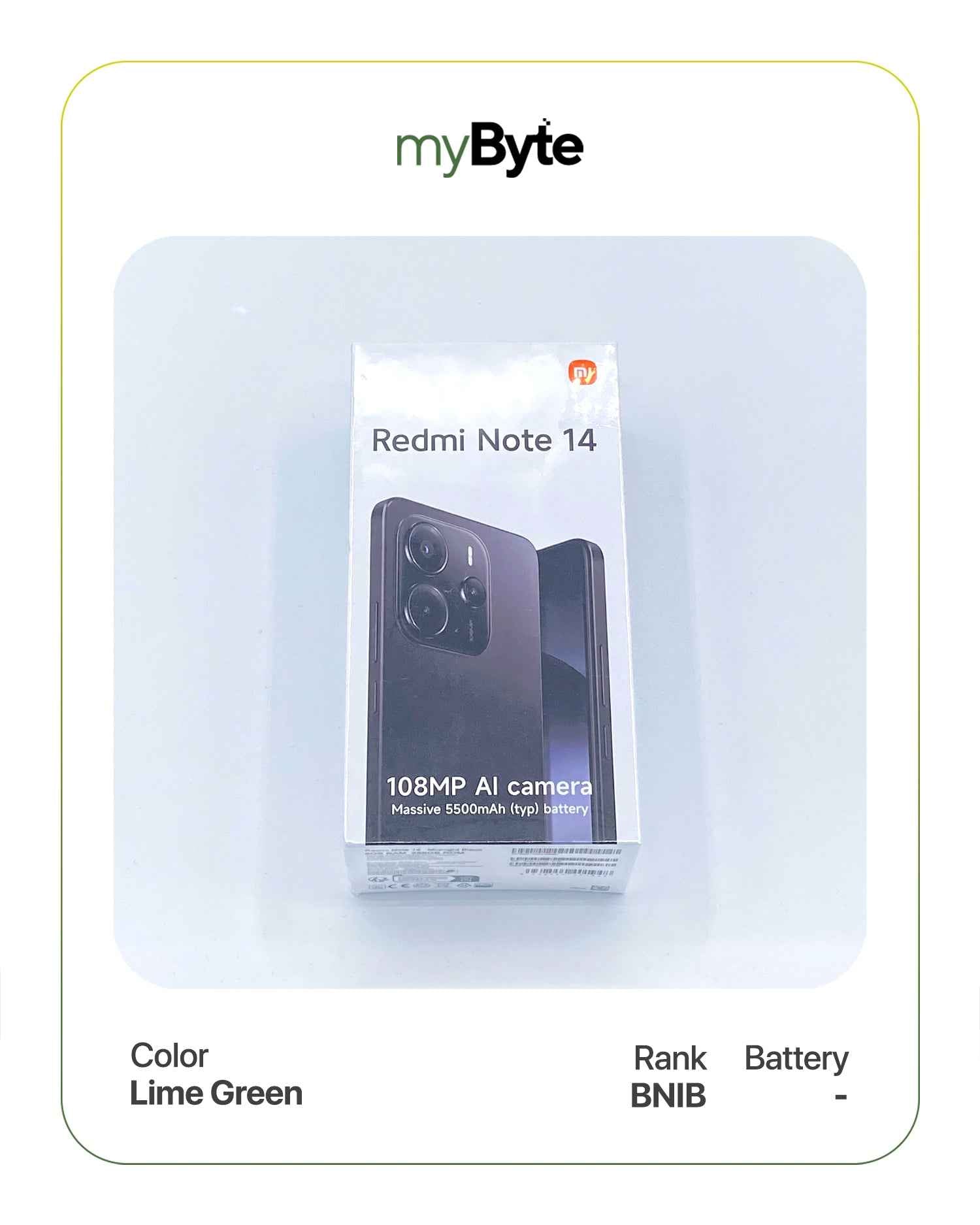 Redmi Note 14 256GB Silent Camera (Dual SIM) Lime Green SIM Free myByte International