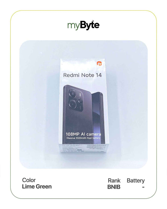 Redmi Note 14 256GB Silent Camera (Dual SIM) Lime Green SIM Free myByte International